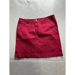 Merona Women's Mini Skirt 12 Red Good Cotton Blend Casual Preppy Vibrant Pop L